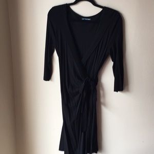 Black Wrap Dress with 3/4 length sleeves - Sz. M